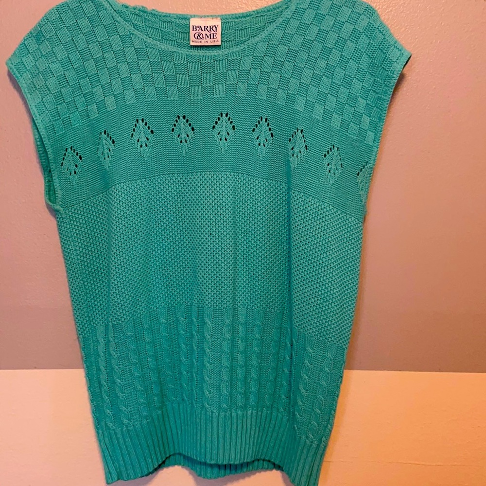 Turquoise vintage cap sleeve sweater